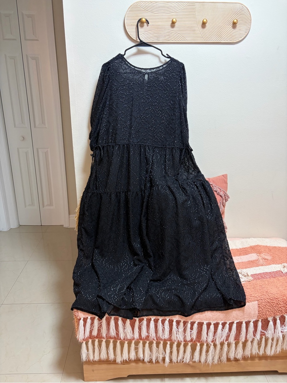 H&M Black Sparkle Tiered Midi Dress